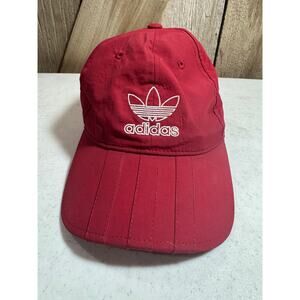 Adidas Trefoil Baseball Cap Hat Maroon White Logo Adjustable